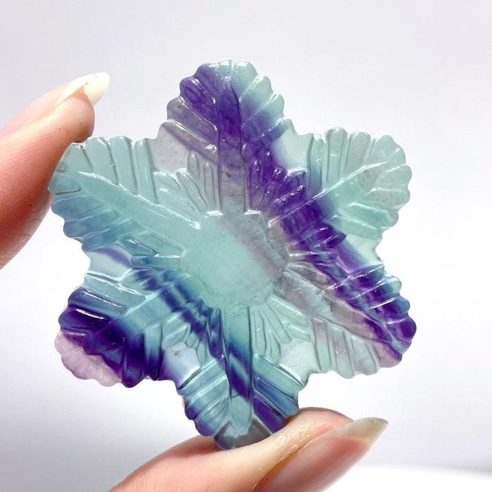 Rainbow Fluorite Snowflake Carving Wholesale