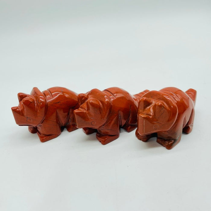 Red Jasper Three Horns Dinosaur Carving Wholesale