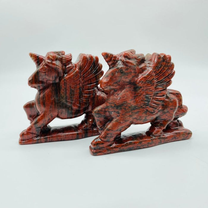 Red Sesame Stone & Larvikite Pegasus Carving Wholesale