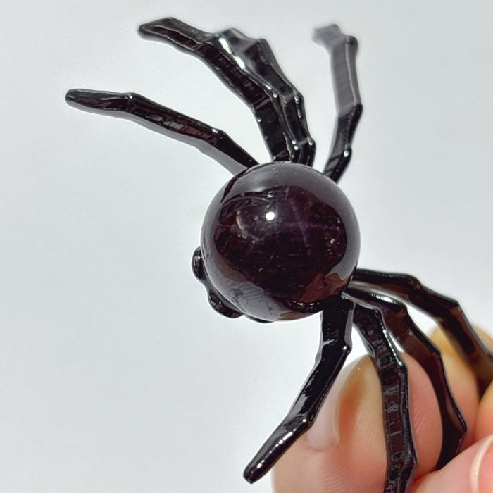 Six Star Line Garnet Crystal Sphere Spider Ornament Handmade Alloy Spider Wholesale