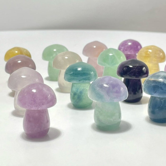 Small Colorful Fluorite Mushroom Carving Wholesale