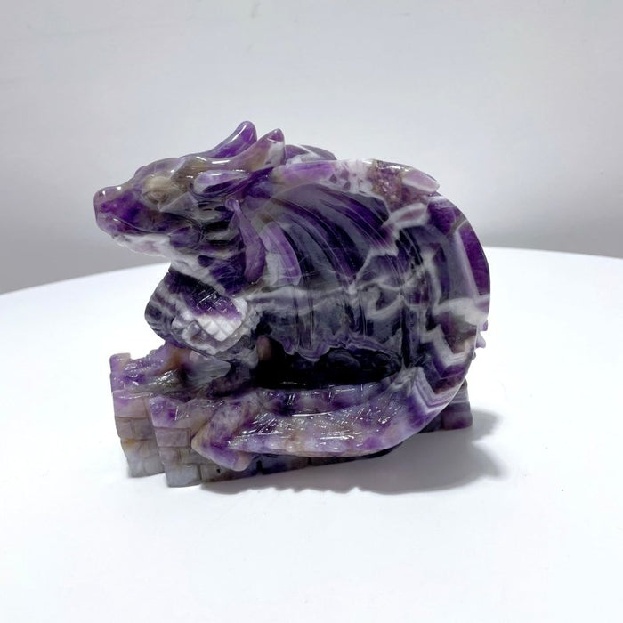 Unique Chevron Amethyst Dragon Castle Carving