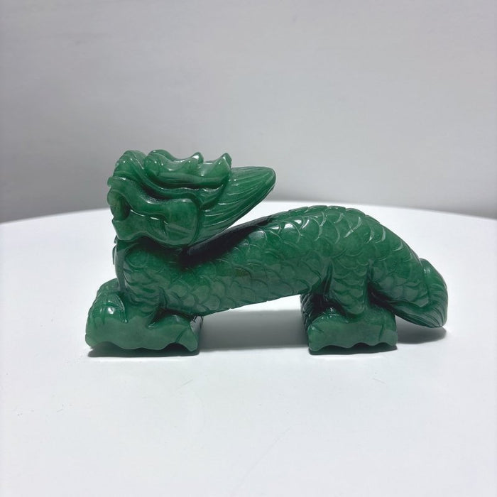 Unique Green Aventurine Chinese Dragon Carving