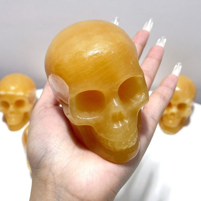 Yellow Calcite Skull Carving Wholesale