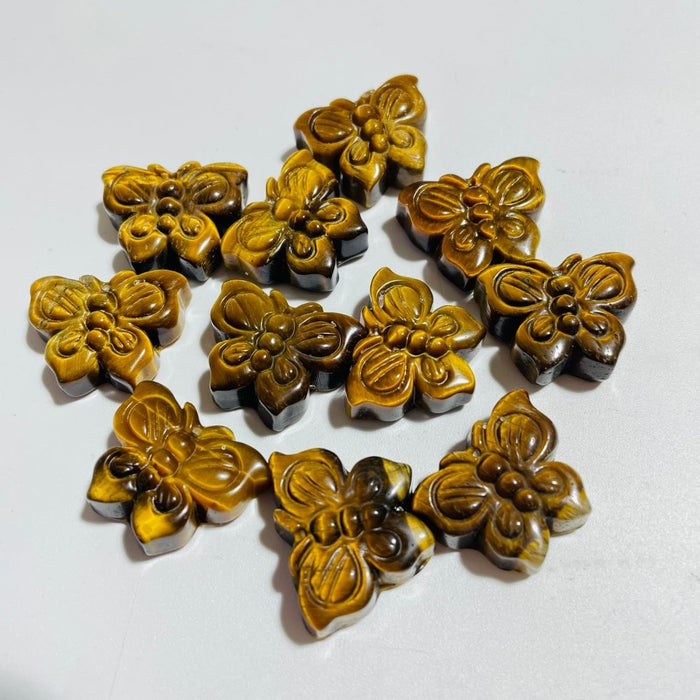 4 Types Yellow Tiger Eye & Sakura Agate Butterfly Carving Animal Wholesale