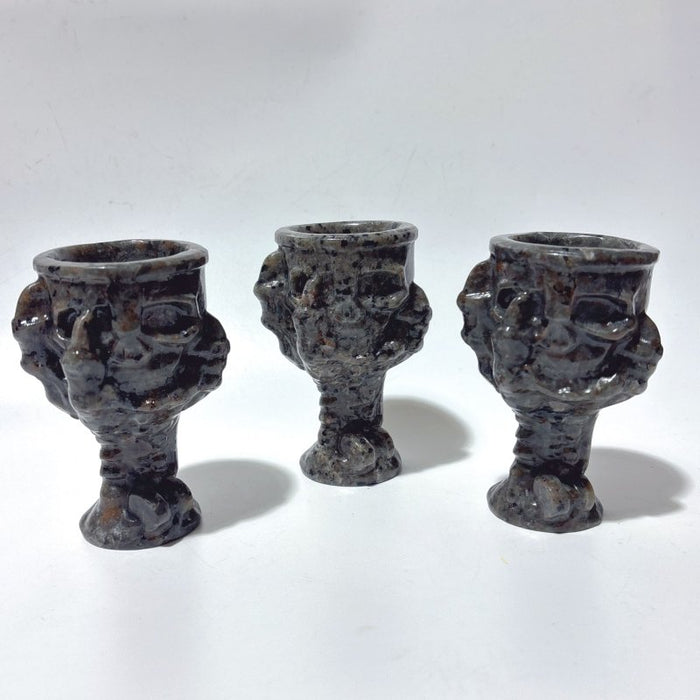 Yooperlite Stone Devil's Palm Skull Wineglass Wholesale