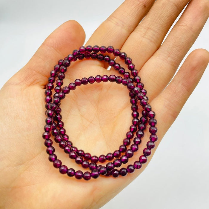 0.16in(4mm) High Quality 3-LOOP Garnet Bracelet Wholesale