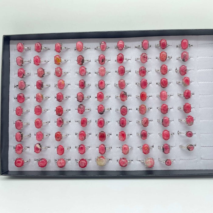 89 Pieces Pink Rhodonite Different Styles Ring