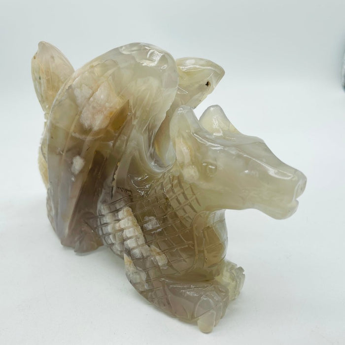 0.66kg Sakura Flower Agate Dragon Carving