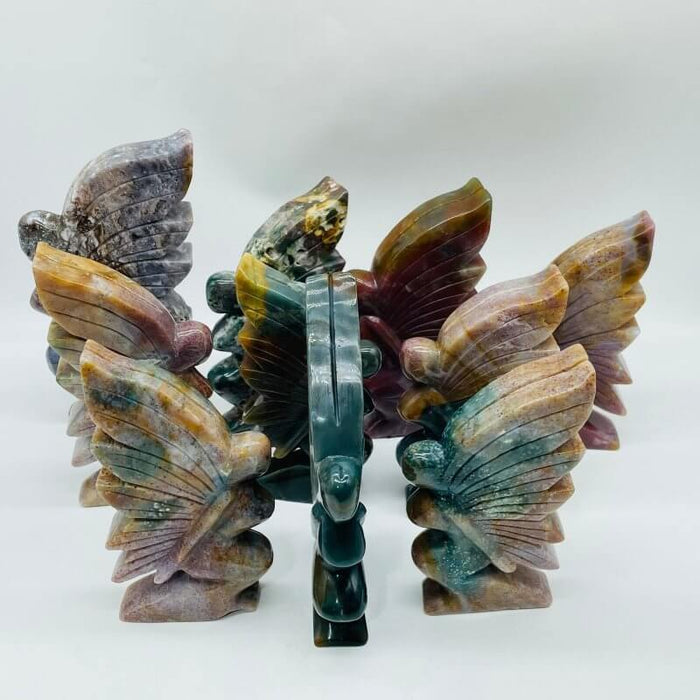 10 Pieces Beautiful Ocean Jasper Butterfly Fairy Carving