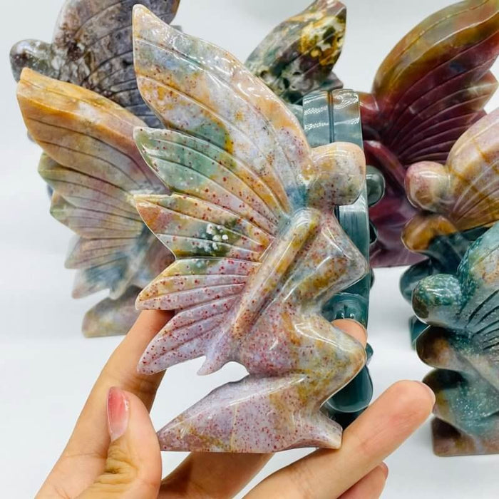 10 Pieces Beautiful Ocean Jasper Butterfly Fairy Carving