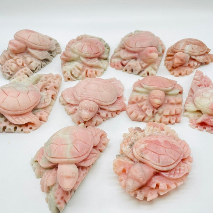 10 Pieces Beautiful Pink Opal Sea Turtle Carving