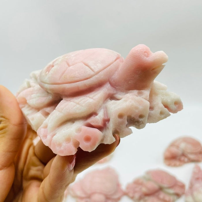 10 Pieces Beautiful Pink Opal Sea Turtle Carving