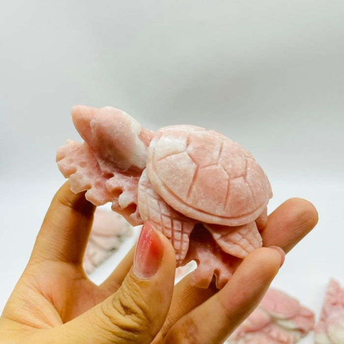 10 Pieces Beautiful Pink Opal Sea Turtle Carving