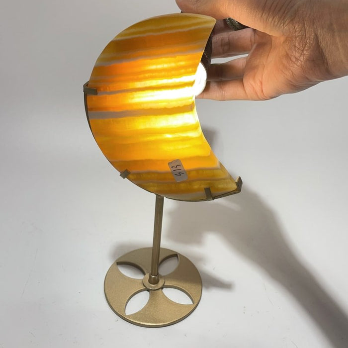 10 Pieces Beautiful Yellow Calcite Moon With Stand