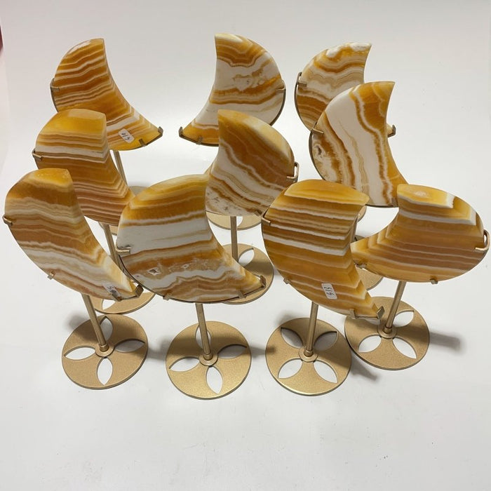 10 Pieces Beautiful Yellow Calcite Moon With Stand
