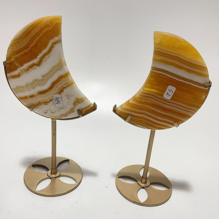 10 Pieces Beautiful Yellow Calcite Moon With Stand