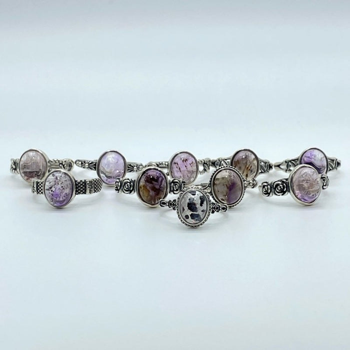 10 Pieces Cacoxenite Super7 Amethyst Sterling Silver Different Styles Ring