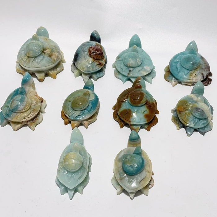 10 Pieces Caribbean Calcite Sea Turtle Mom And Son Carving