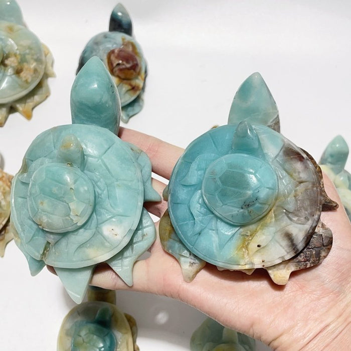 10 Pieces Caribbean Calcite Sea Turtle Mom And Son Carving