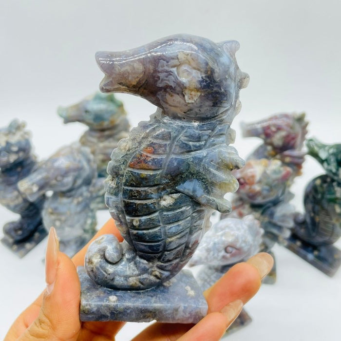 10 Pieces Cute Ocean Jasper Seahorse Carving