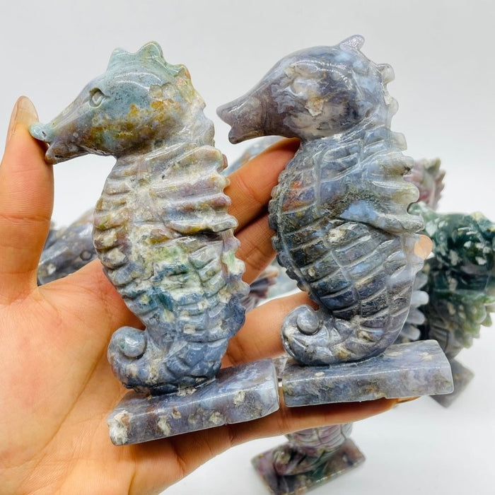 10 Pieces Cute Ocean Jasper Seahorse Carving