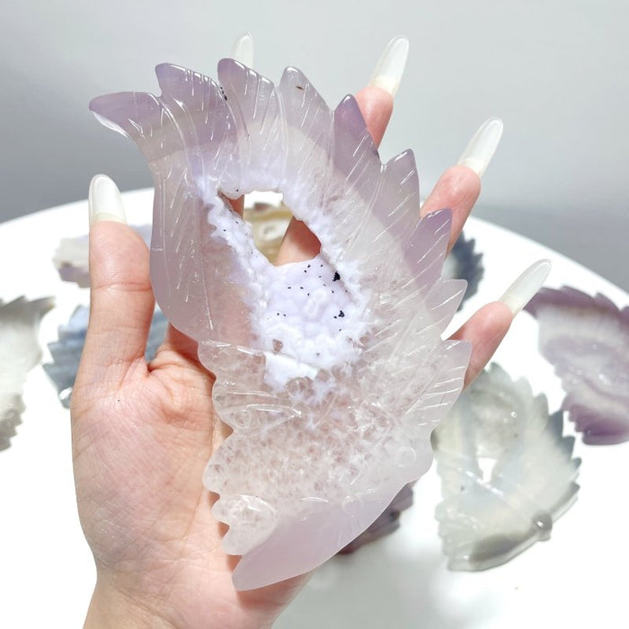 10 Pieces Geode Druzy Agate Indian Feathers Carving