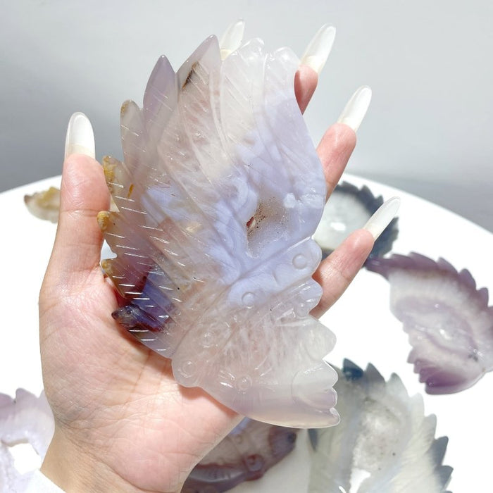 10 Pieces Geode Druzy Agate Indian Feathers Carving