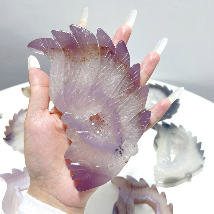 10 Pieces Geode Druzy Agate Indian Feathers Carving