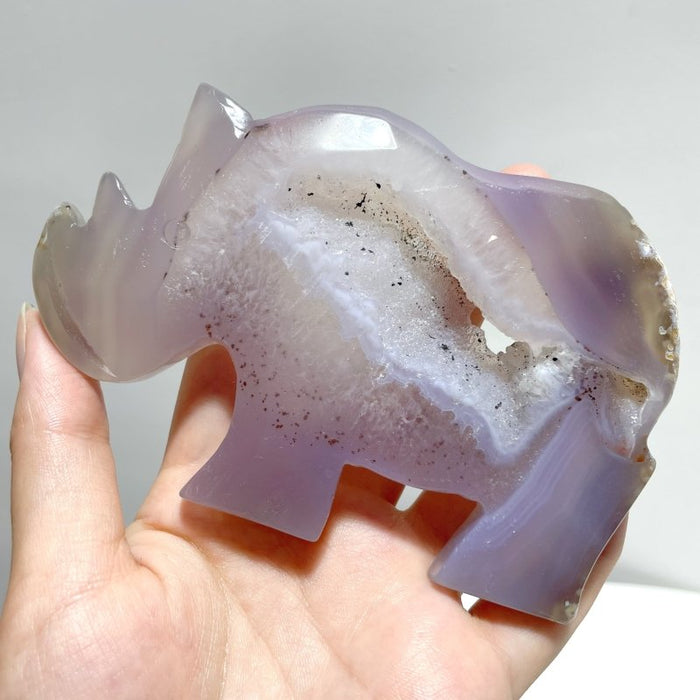 10 Pieces Geode Druzy Agate Rhino Carving