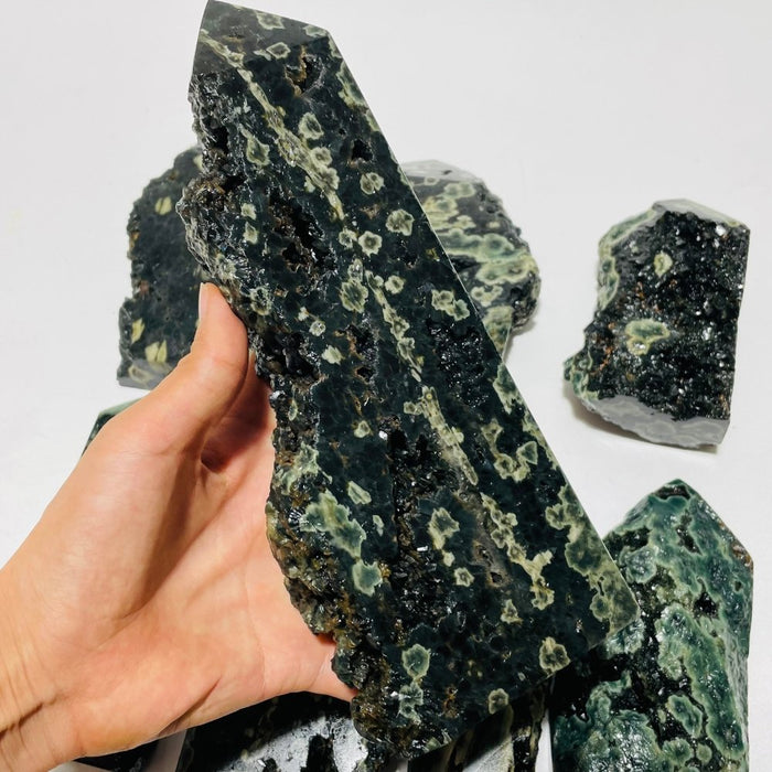 8 Pieces Green Sea Jasper Druzy Points