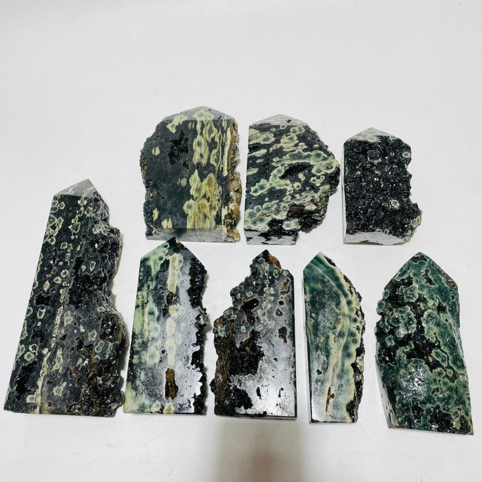 8 Pieces Green Sea Jasper Druzy Points