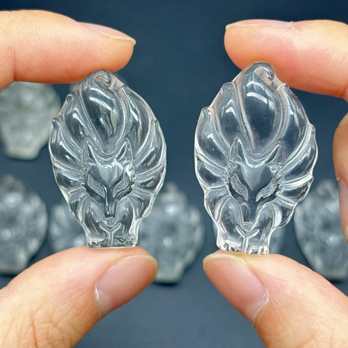10 Pieces High Quality Clear Quartz Nine-tailed Foxes Carving