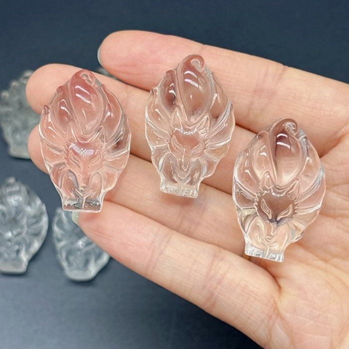 10 Pieces High Quality Clear Quartz Nine-tailed Foxes Carving