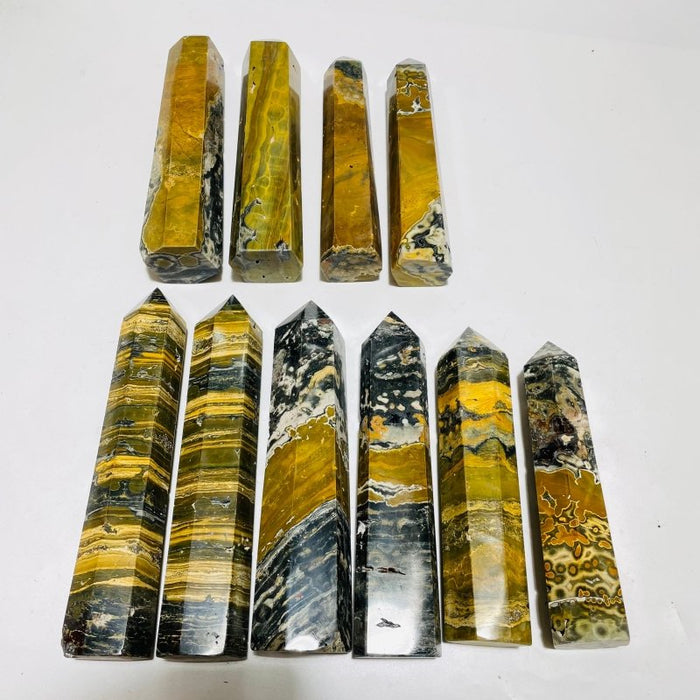 10 Pieces Yellow Vein Ocean Jasper Tower