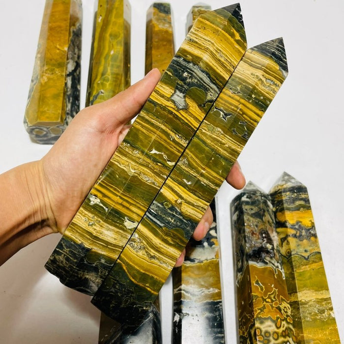 10 Pieces Yellow Vein Ocean Jasper Tower