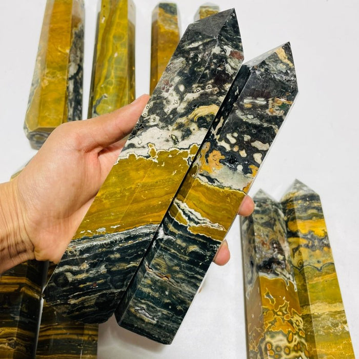 10 Pieces Yellow Vein Ocean Jasper Tower