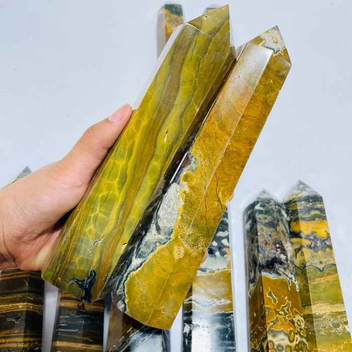 10 Pieces Yellow Vein Ocean Jasper Tower