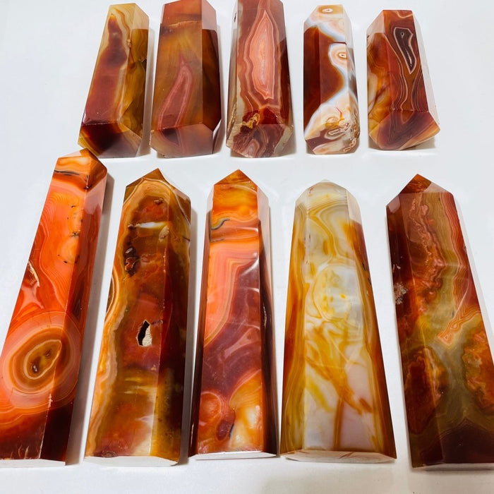 10 Pieces Large Carnelian Crystal Tower