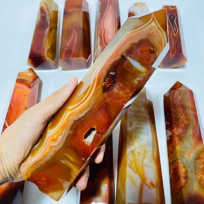 10 Pieces Large Carnelian Crystal Tower