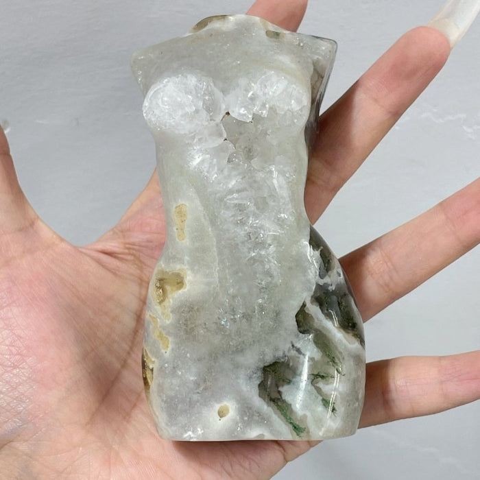 10 Pieces Moss Agate Goddess Carving