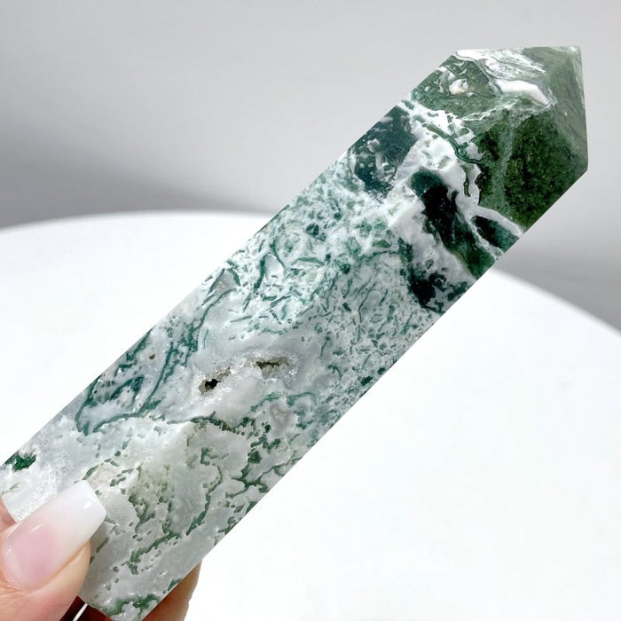 10 Pieces Moss Agate Tower Points Mixed Size Closeout(5.6-10.5in)