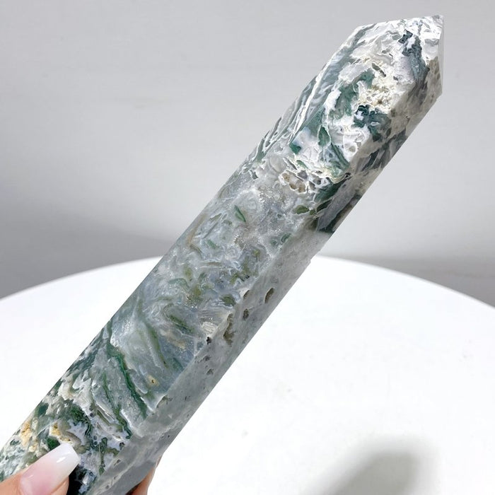 10 Pieces Moss Agate Tower Points Mixed Size Closeout(5.6-10.5in)