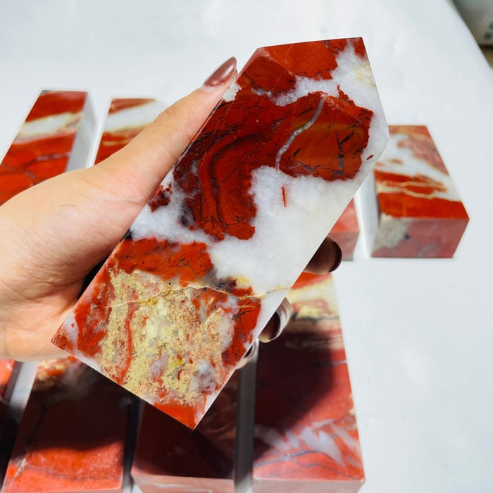 10 Pieces Red Jasper Fat Tower Points