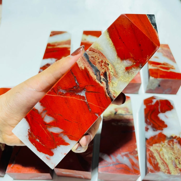 10 Pieces Red Jasper Fat Tower Points