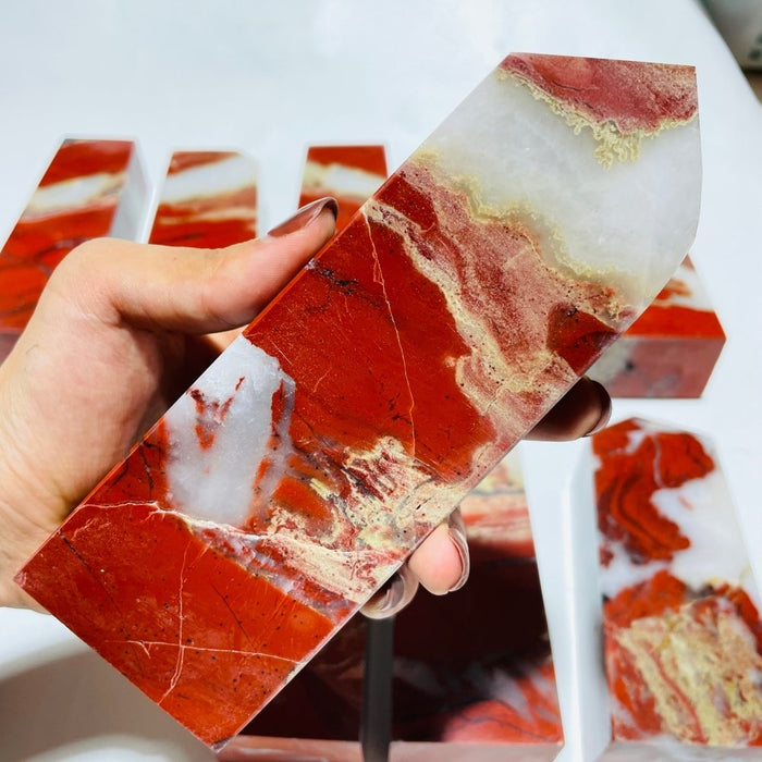 10 Pieces Red Jasper Fat Tower Points