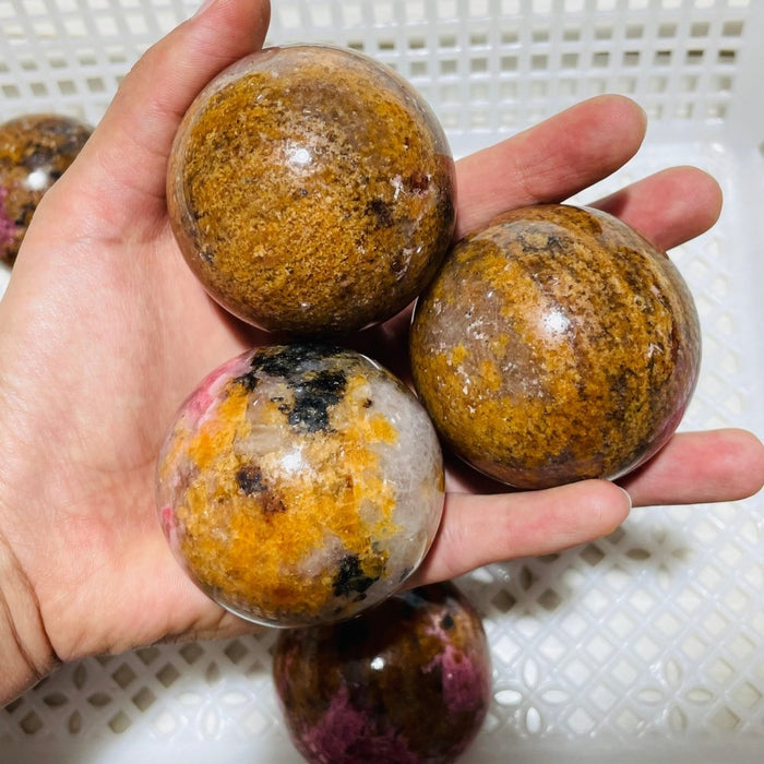 10 Pieces Red Rhodonite Mixed Quartz Spheres
