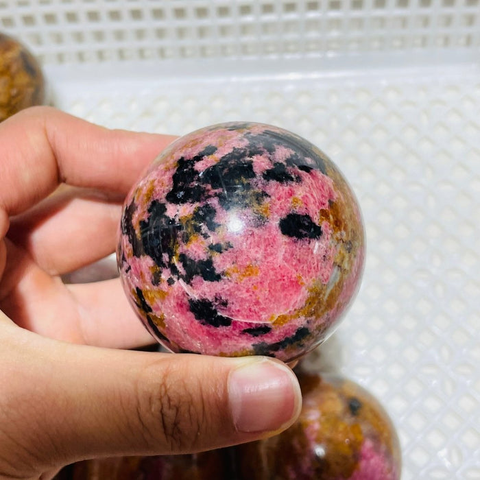 10 Pieces Red Rhodonite Mixed Quartz Spheres