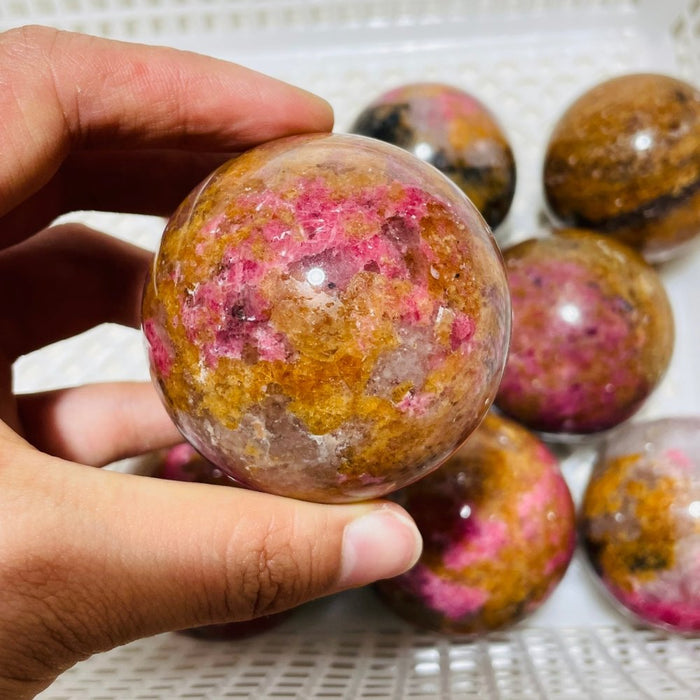 10 Pieces Red Rhodonite Mixed Quartz Spheres