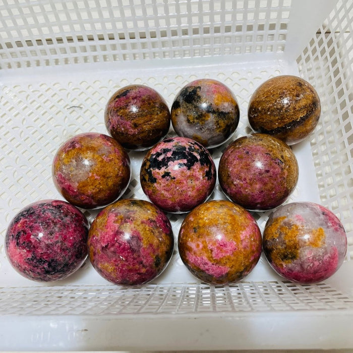 10 Pieces Red Rhodonite Mixed Quartz Spheres